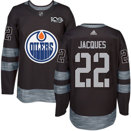 Adidas Oilers #22 Jean-Francois Jacques Black 1917-100th Anniversary Stitched NHL Jersey